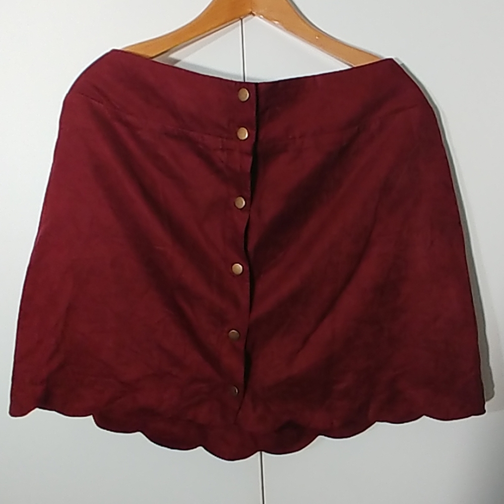 Xhilaration Burgundy Button Down Shirt w/ Scallop